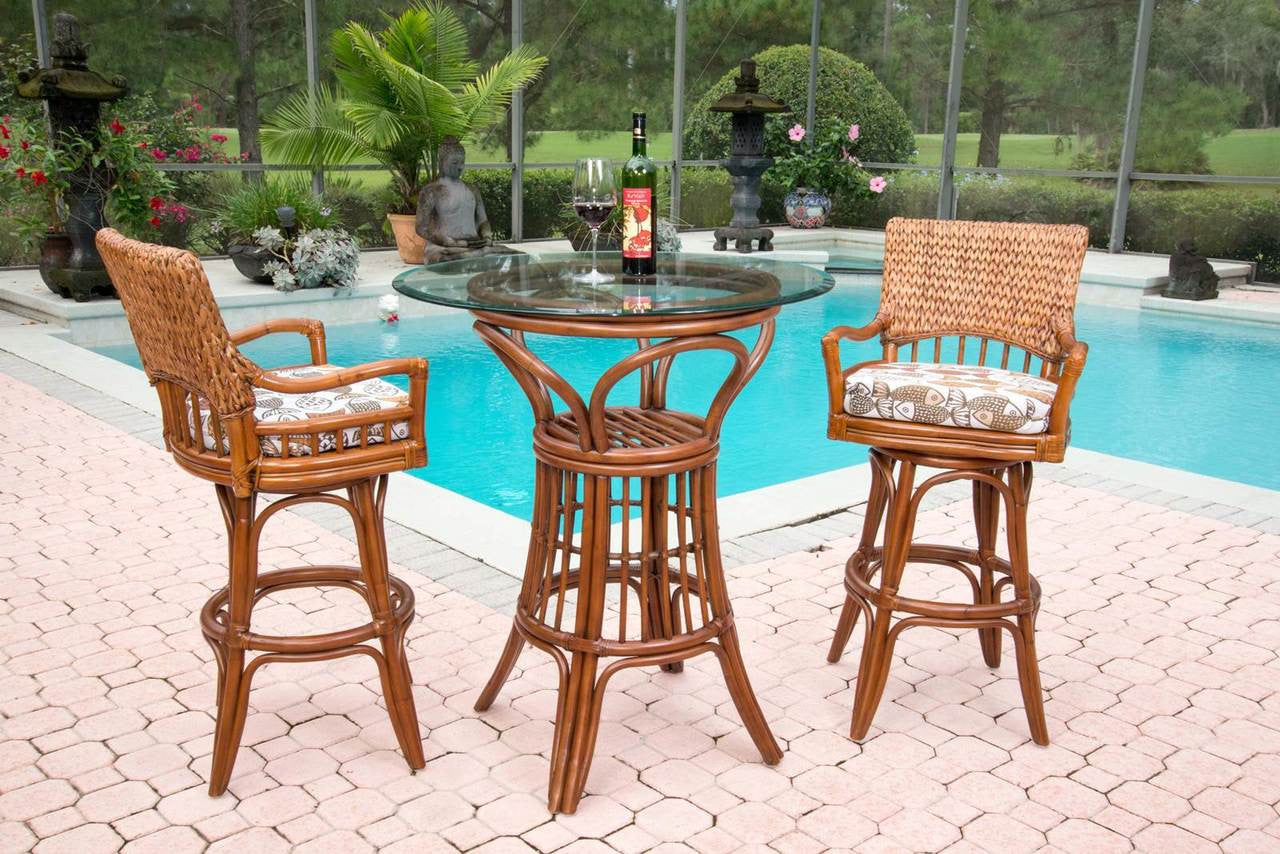 Alexander & Sheridan Key Largo Rattan Indoor 3 Piece Pub Set