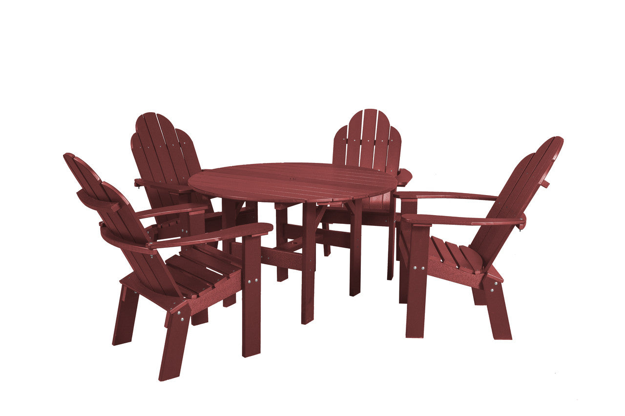 Wildridge Classic Poly-Lumber 46" Round Dining Table With 4 Dining/Deck Chairs
