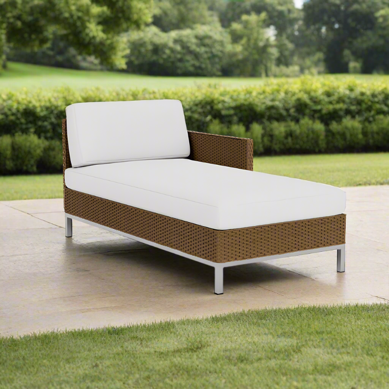 Lloyd Flanders Elements Wicker Left Arm Chaise With Loom Arm and Back