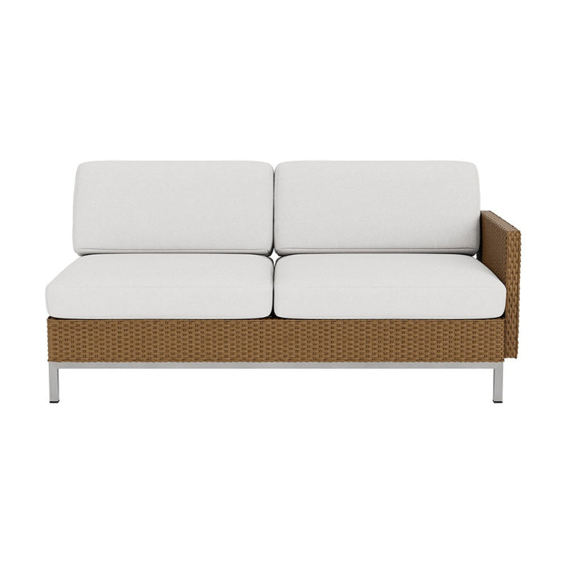 Lloyd Flanders Elements Wicker Left Arm Settee With Loom Arm and Back
