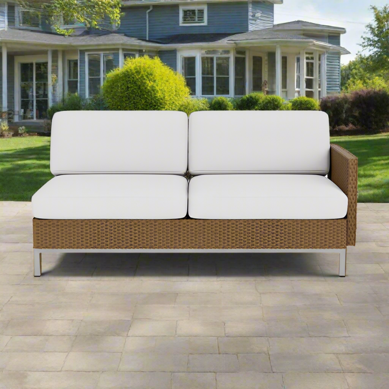 Lloyd Flanders Elements Wicker Left Arm Settee With Loom Arm and Back