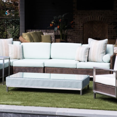 Lloyd Flanders Elements Wicker Armless Lounge Chair With Loom Back