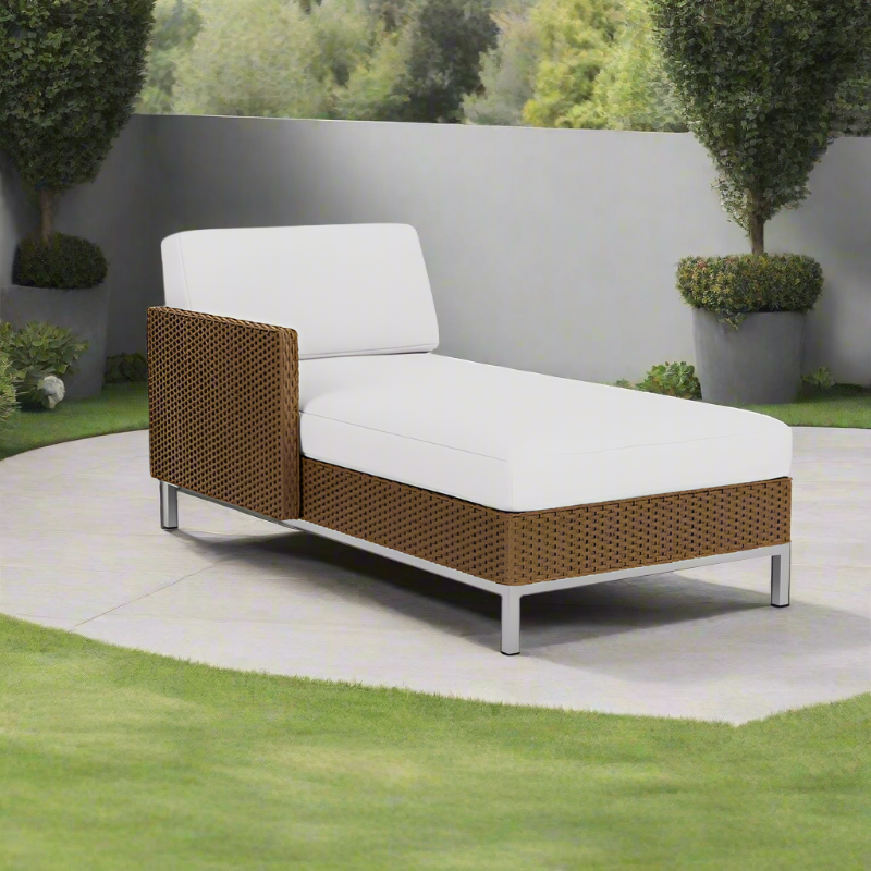Lloyd Flanders Elements Wicker Right Arm Chaise With Loom Arm and Back