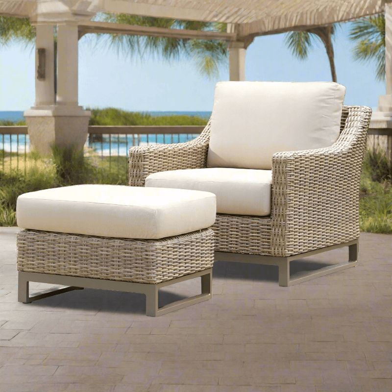 Lloyd Flanders Milan Woven Vinyl Lounge Chair And Ottoman Set