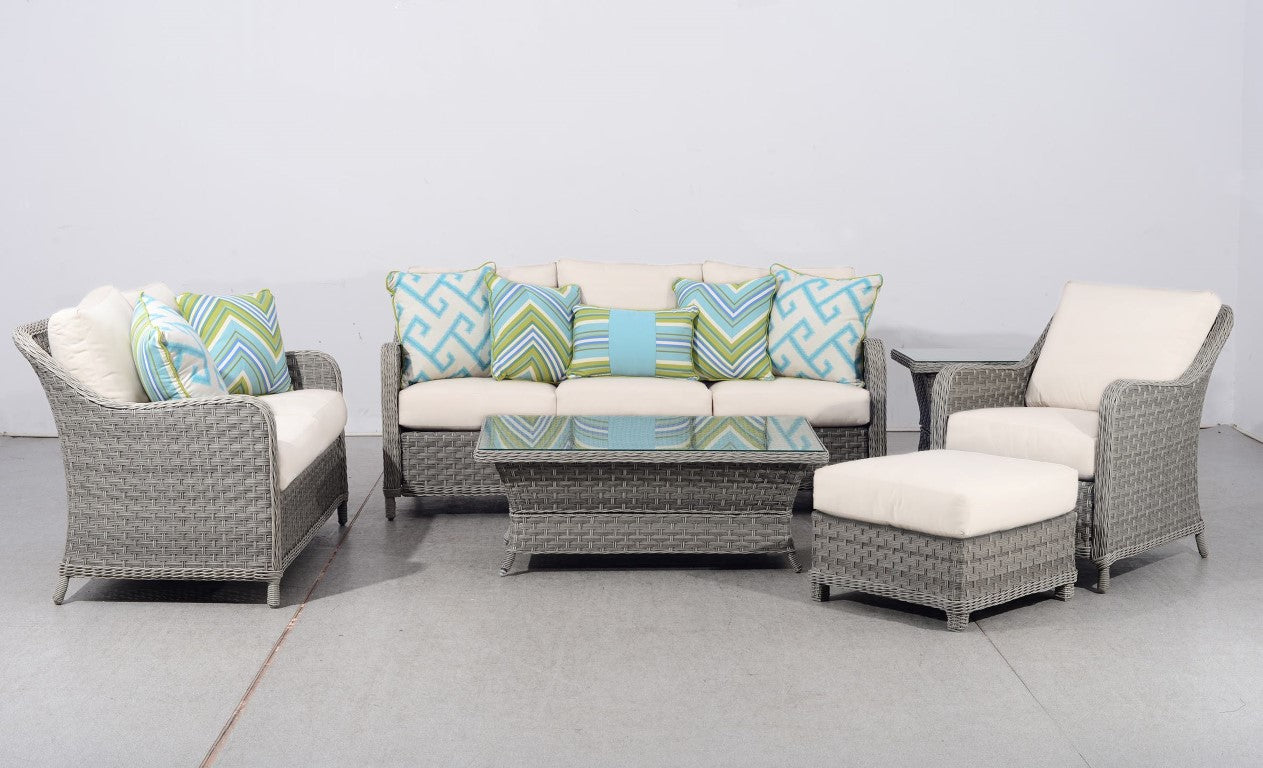 South Sea Rattan Mayfair End Table with Glass Top