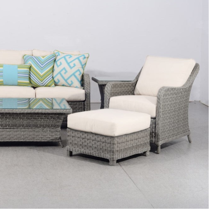 South Sea Rattan Mayfair End Table with Glass Top