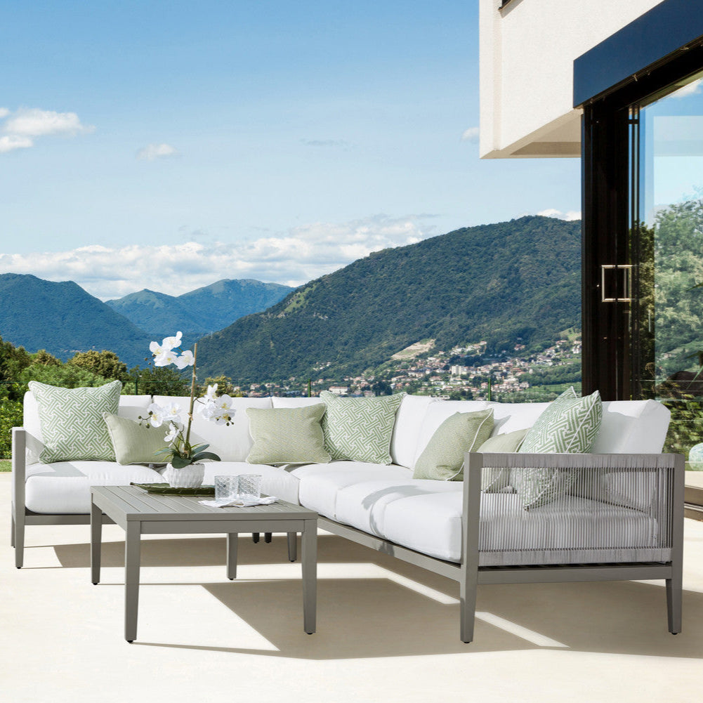 South Sea Rattan Nicole Aluminum With Marine Rope Wrapping 4 Piece Outdoor Sectional Set