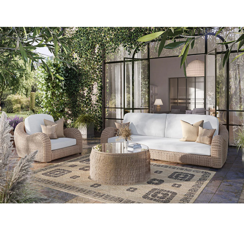 OUTSY Katalina 3-Piece Outdoor and Backyard Poly Hyacinth Furniture Set with Aluminum Frame