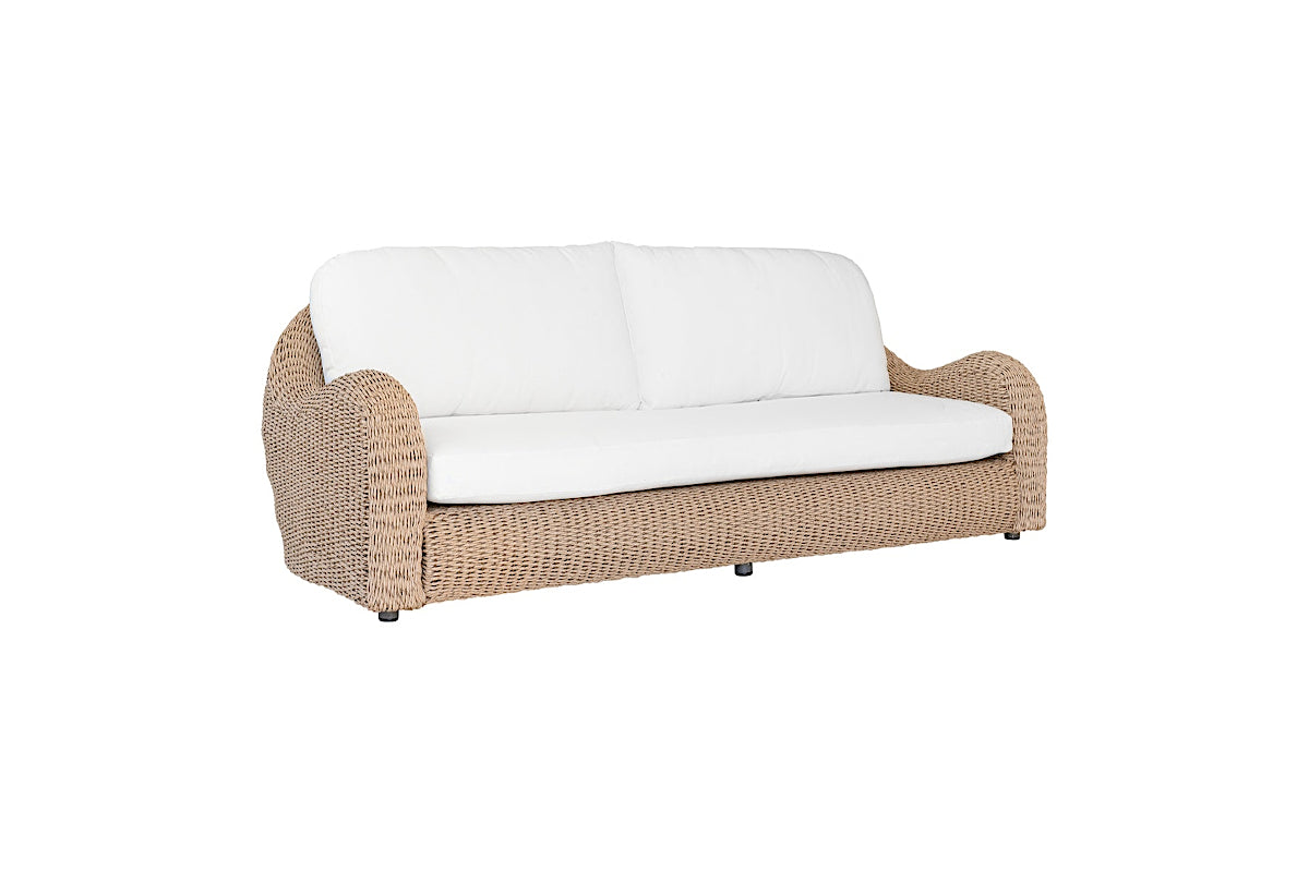 OUTSY Katalina 3-Piece Outdoor and Backyard Poly Hyacinth Furniture Set with Aluminum Frame - triple sofa