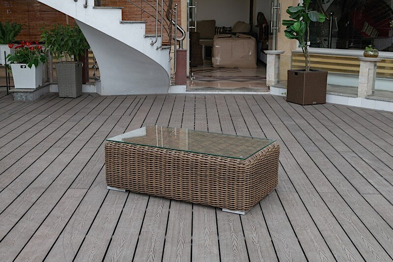 OUTSY Lana 4-Piece Outdoor Wicker Furniture Set in Brown - coffee table