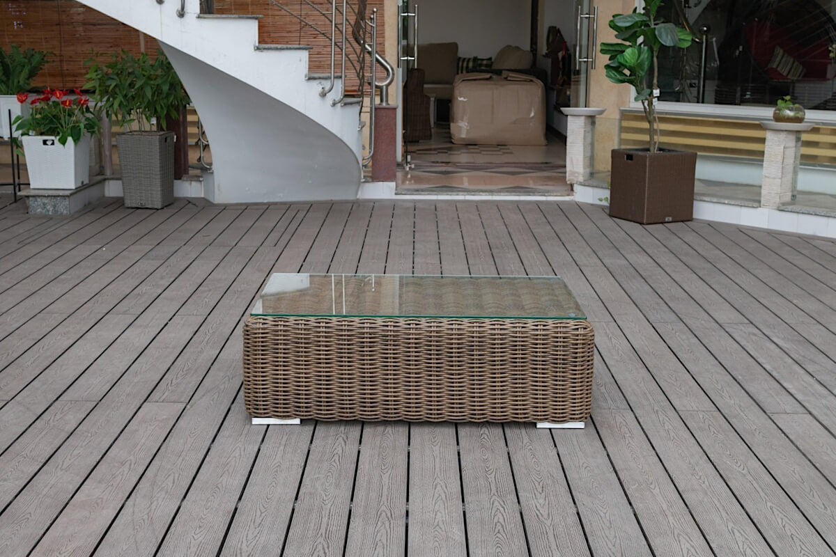 OUTSY Lana 4-Piece Outdoor Wicker Furniture Set in Brown - Wicker Coffee Table