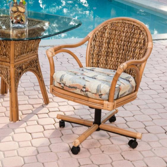 Alexander & Sheridan Panama Rattan Indoor Tilt Swivel Caster Dining Chair