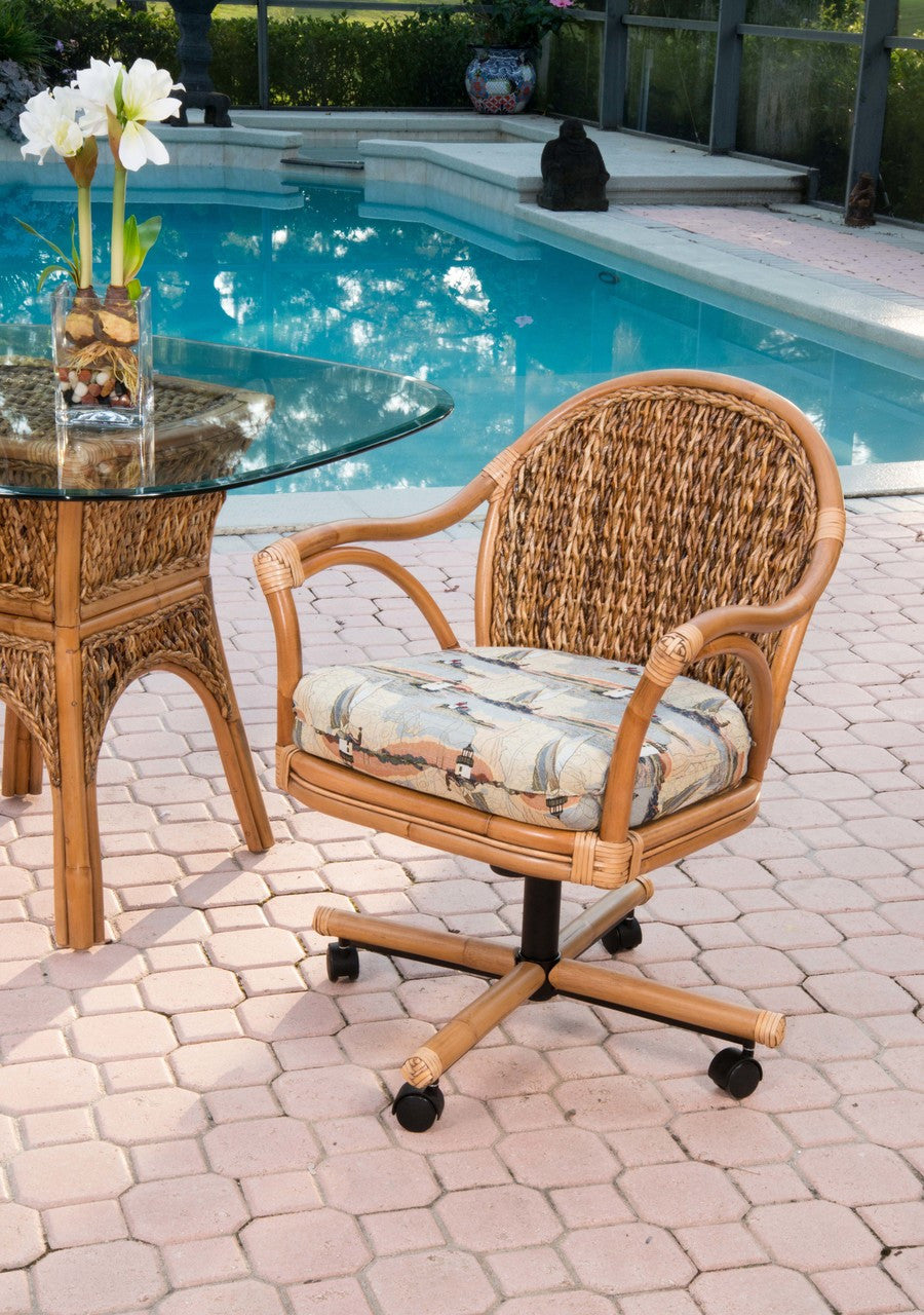 Alexander & Sheridan Panama Rattan Indoor 5 Piece Tilt Swivel Caster Dining Set