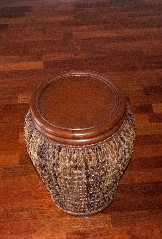 Alexander & Sheridan Panama Rattan Indoor Accent Table With Veneer Top