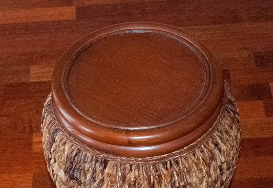 Alexander & Sheridan Panama Rattan Indoor Accent Table With Veneer Top