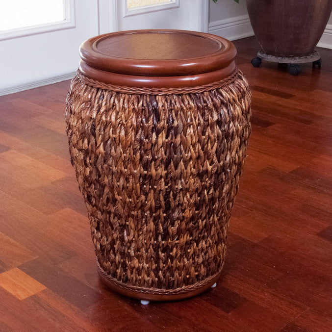Alexander & Sheridan Panama Rattan Indoor Accent Table With Veneer Top