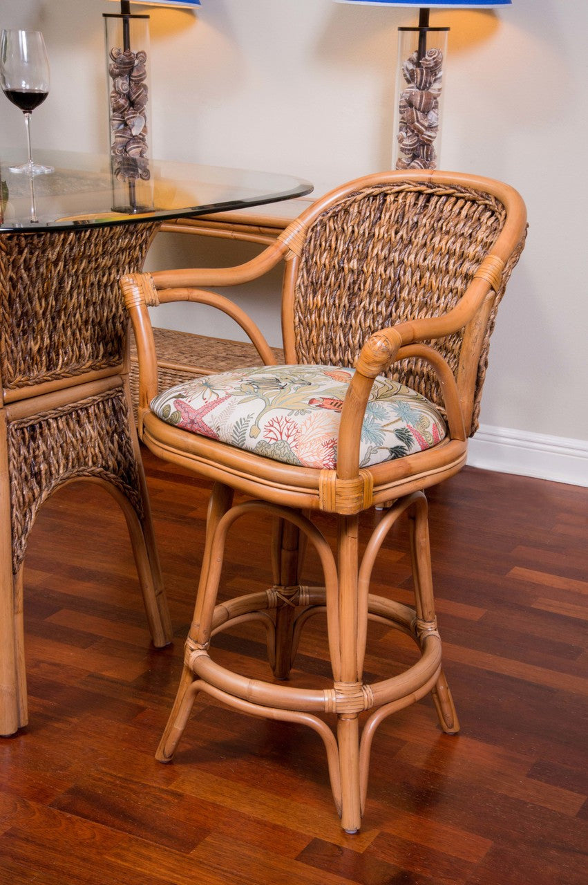 Alexander & Sheridan Panama Rattan Indoor 3 Piece Counter Height Table Set