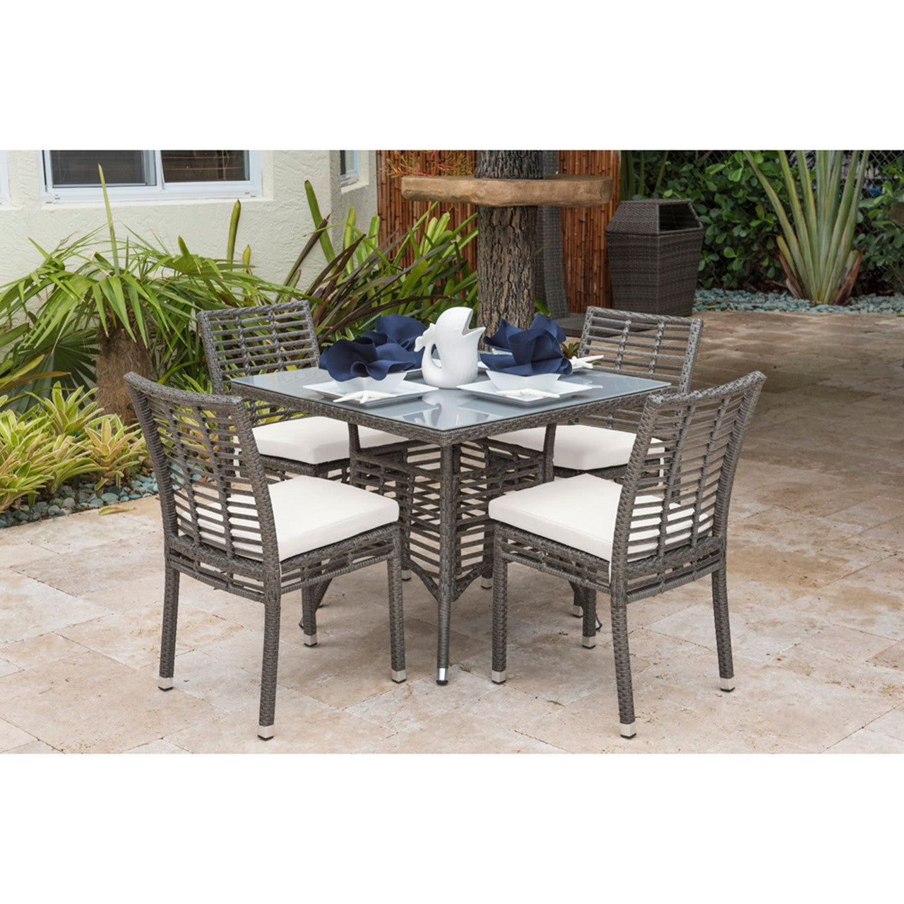 Panama Jack Graphite 5-Piece Side Chairs Dining Set with Cushions