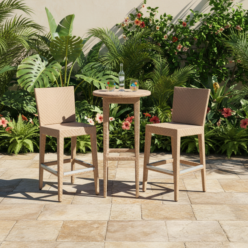 Panama Jack Austin Wicker Outdoor 2-Person Pub Table Set