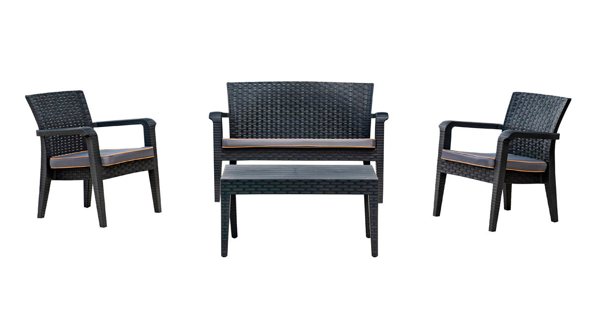Rainbow Outdoor Alaska 4-Piece Lounge Set With Cushions in Anthracite