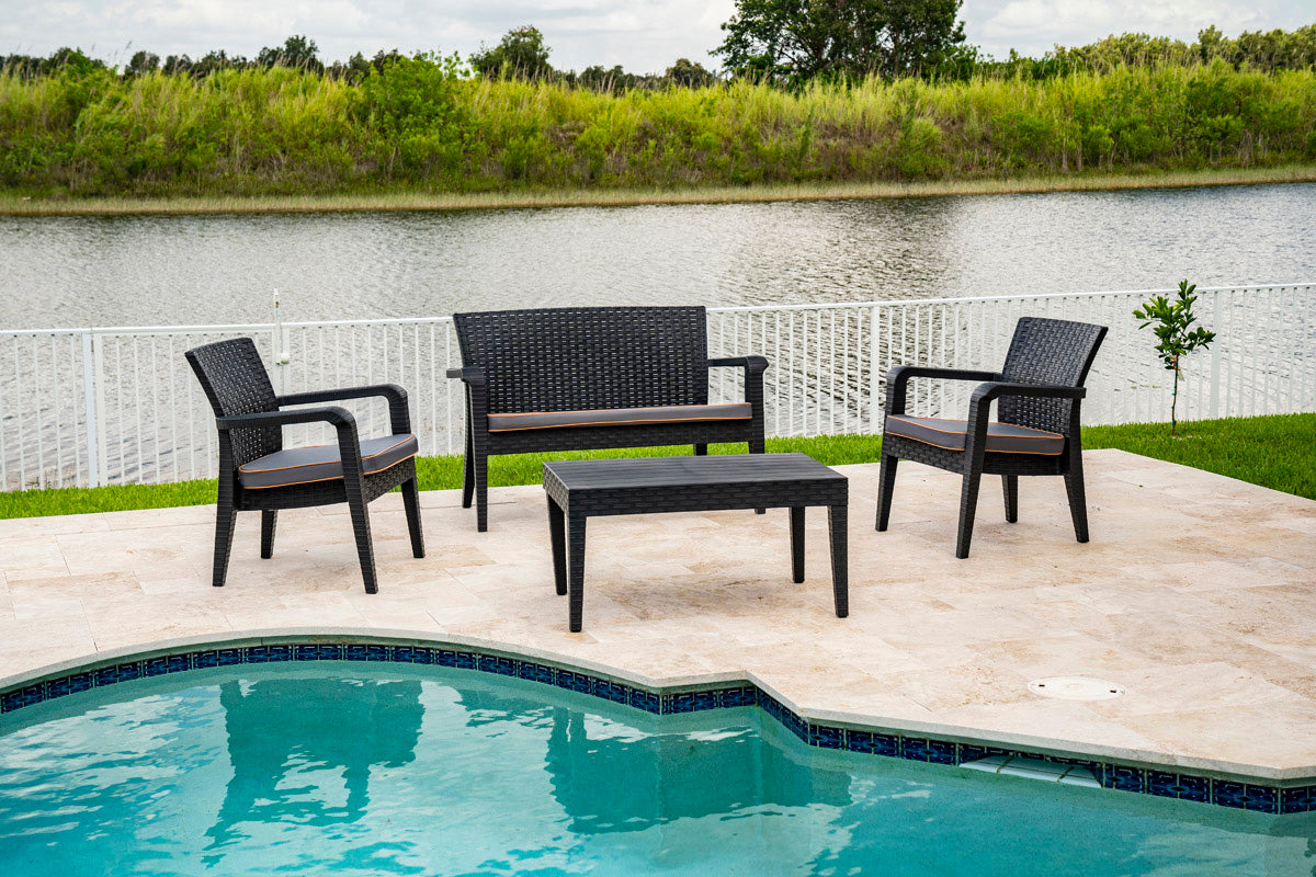 Rainbow Outdoor Alaska 4-Piece Lounge Set With Cushions in Anthracite