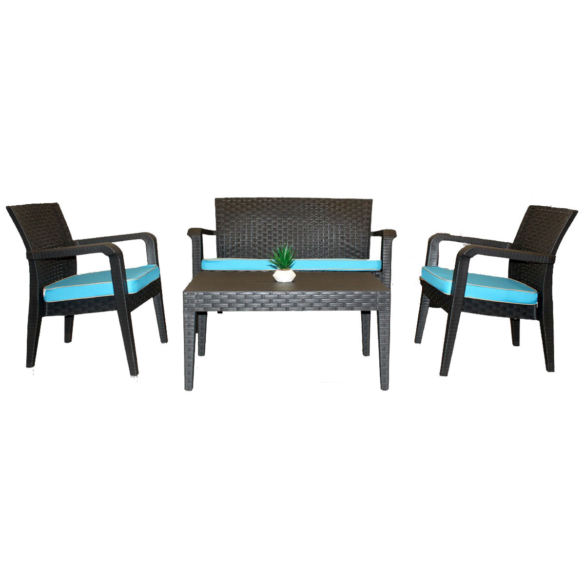 Rainbow Outdoor Alaska 4-Piece Lounge Set Anthracite With Cushions in Teal