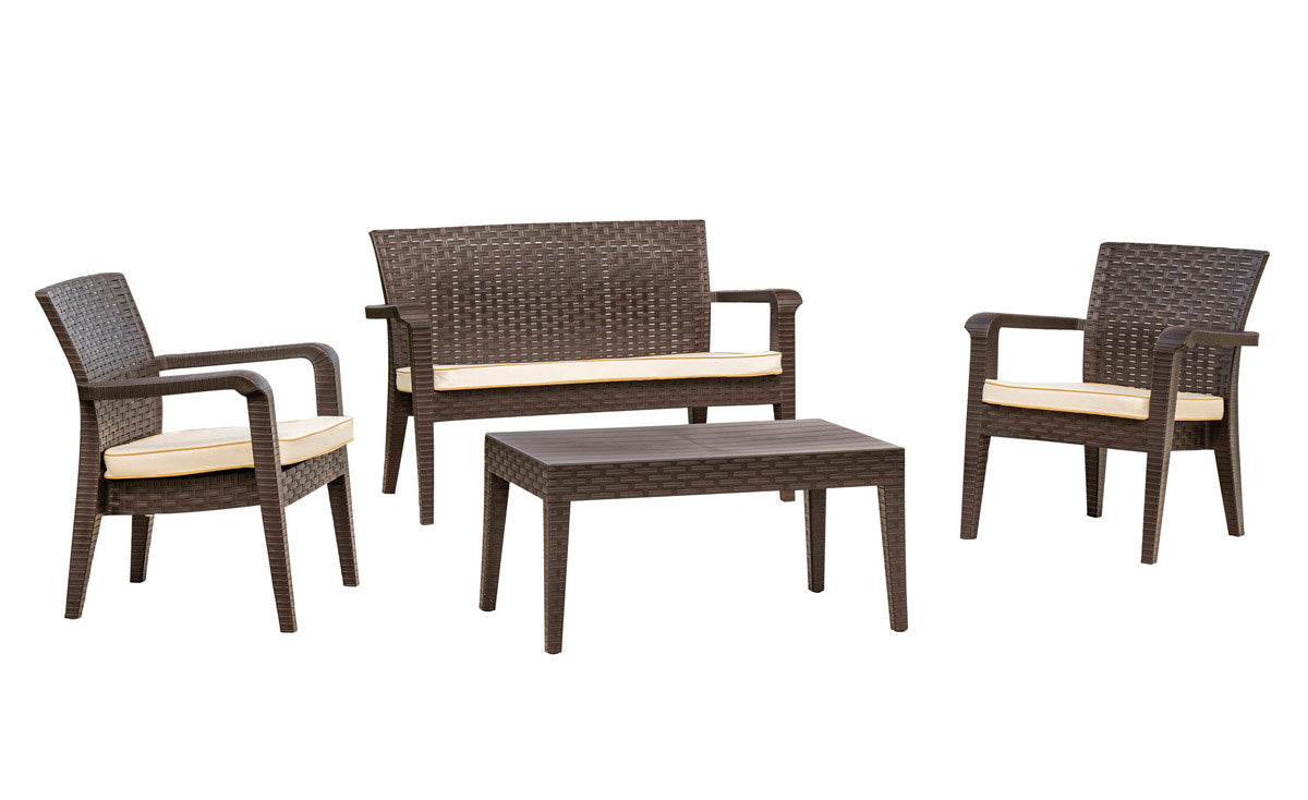 Rainbow Outdoor Alaska 4-Piece Seating Set with Cushions-Brown