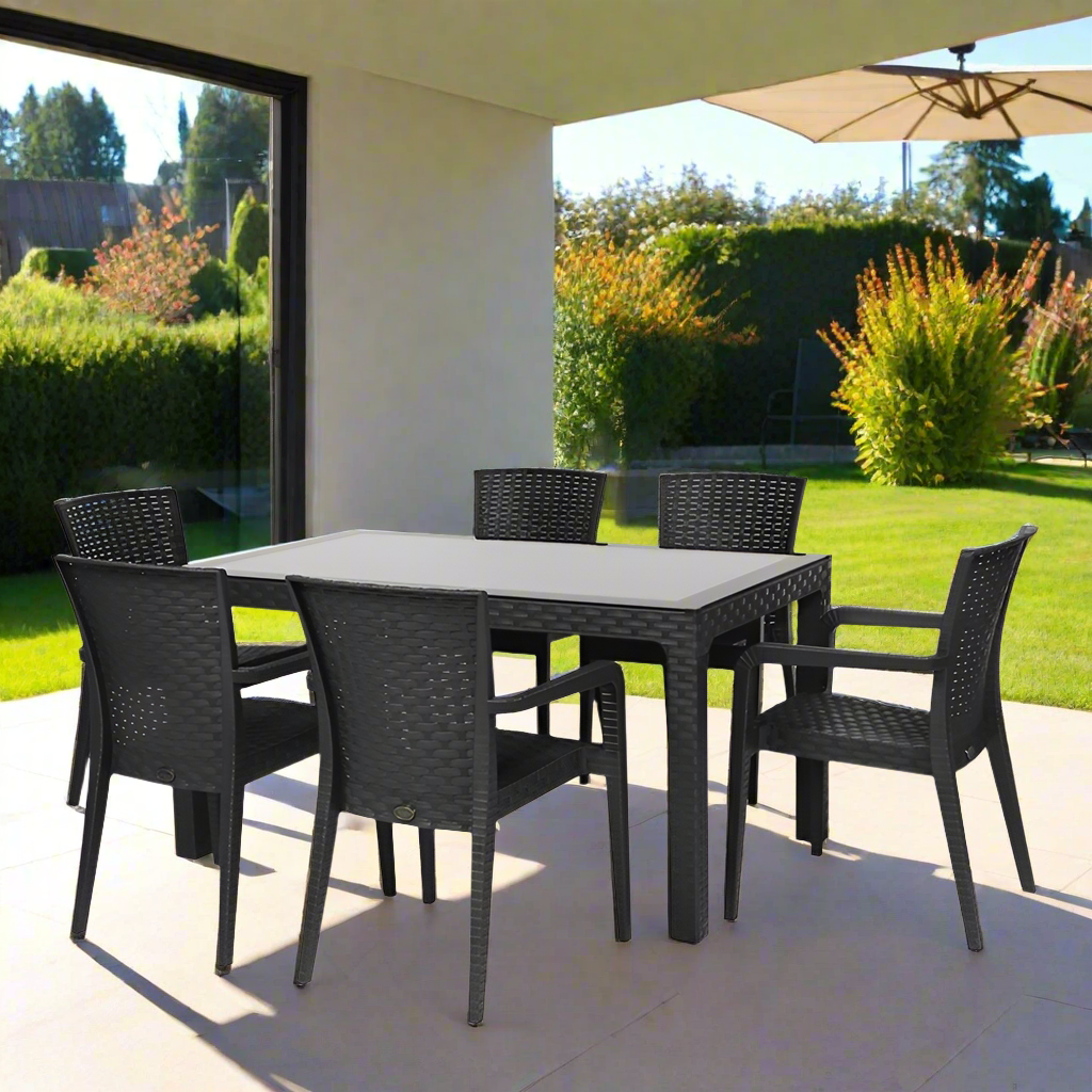 Rainbow Outdoor Alberta 7-Piece Dining Set-Brown