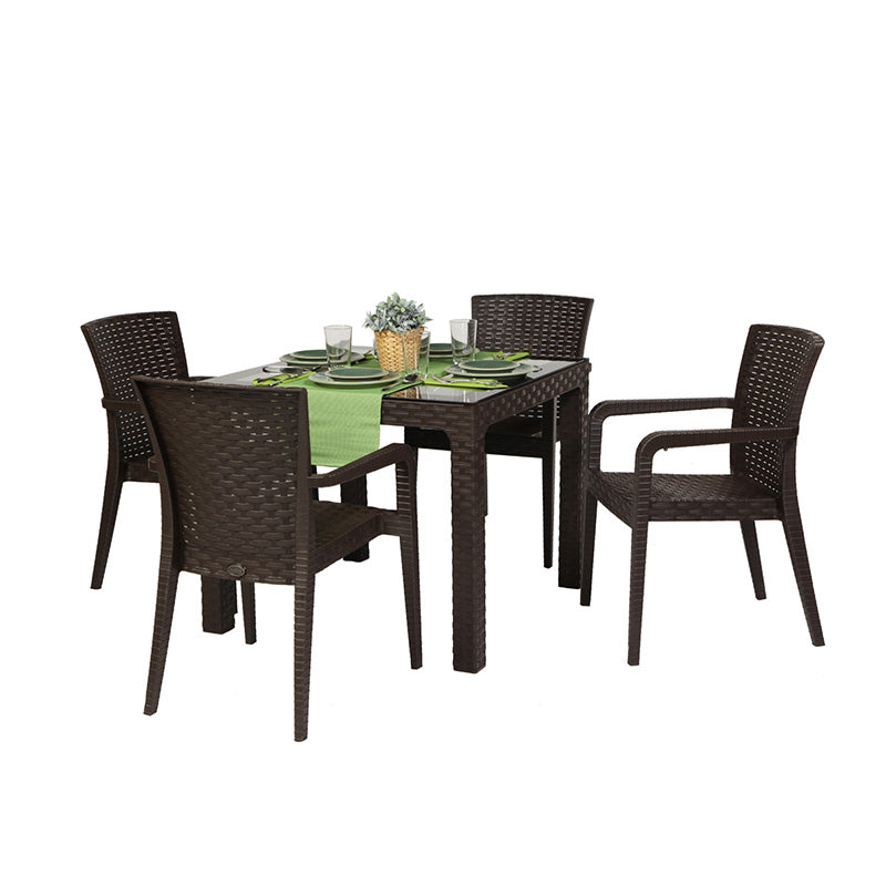 Rainbow Outdoor Alberta 5-Piece Dining Set-Brown