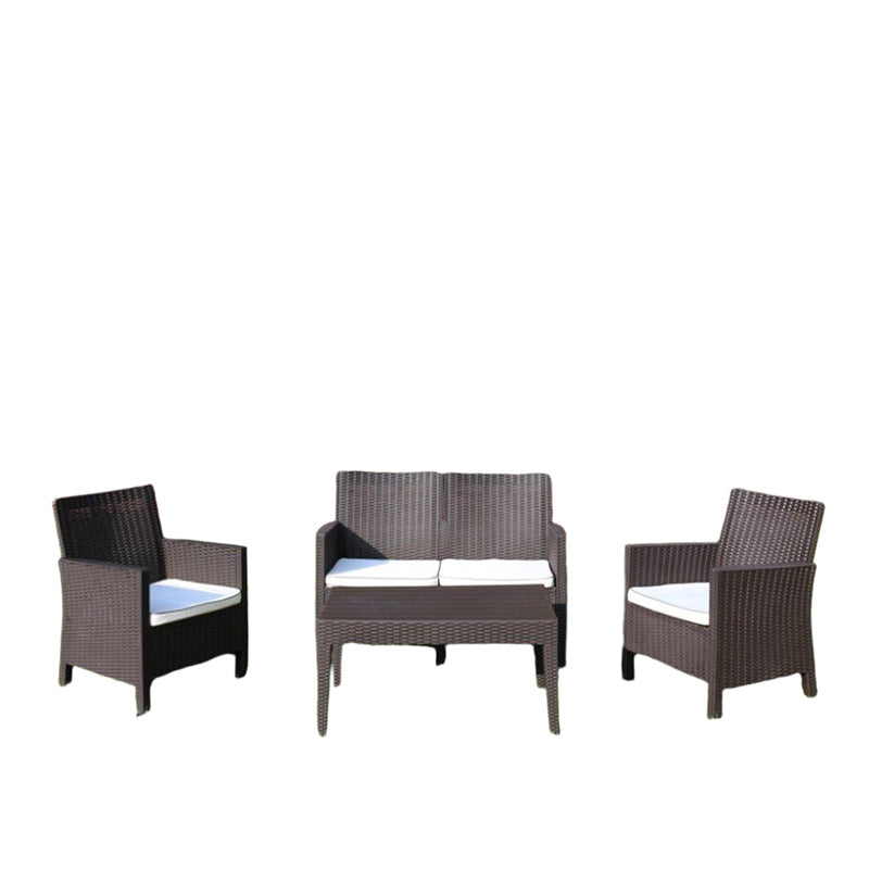 Rainbow Outdoor Nova 4-Piece Settee Set With Loveseat and Cushions-Brown
