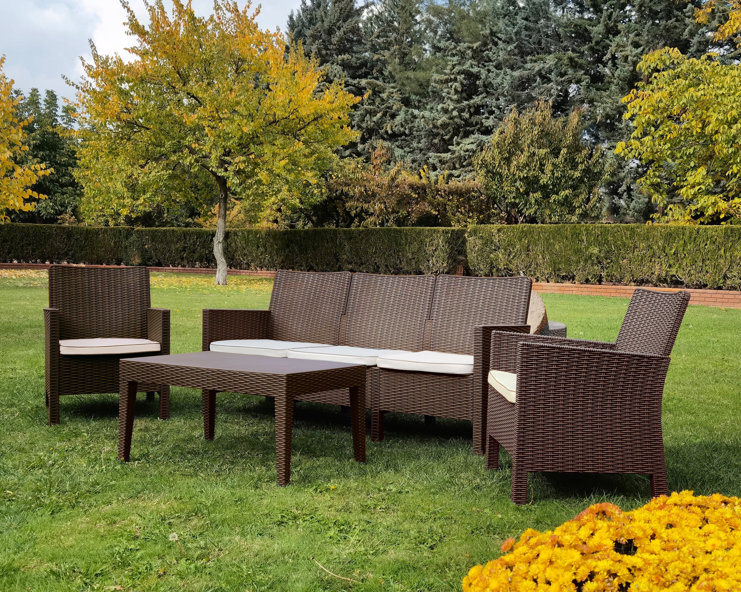 Rainbow Outdoor Nova 4-Piece Sofa Set with Cushions-Brown