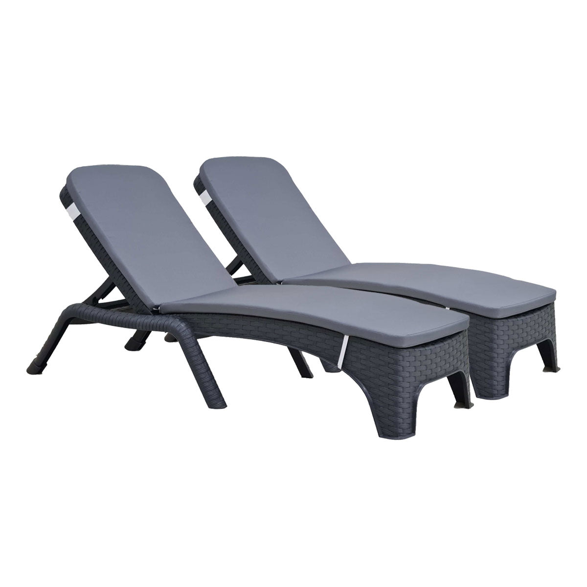Rainbow Outdoor Roma Set of 2 Chaise Lounger-Anthracite With Cushion