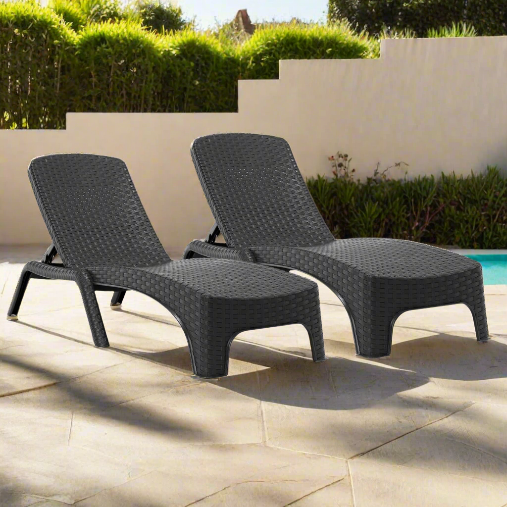 Rainbow Outdoor Roma Set of 2 Chaise Lounger-Anthracite
