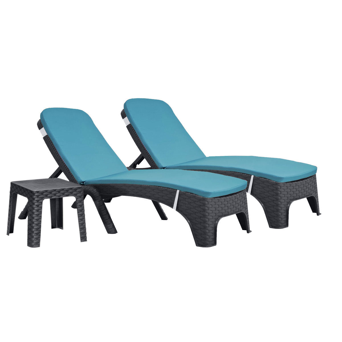 Rainbow Outdoor Roma 3-Piece Chaise Lounger Set-Anthracite with Cushion