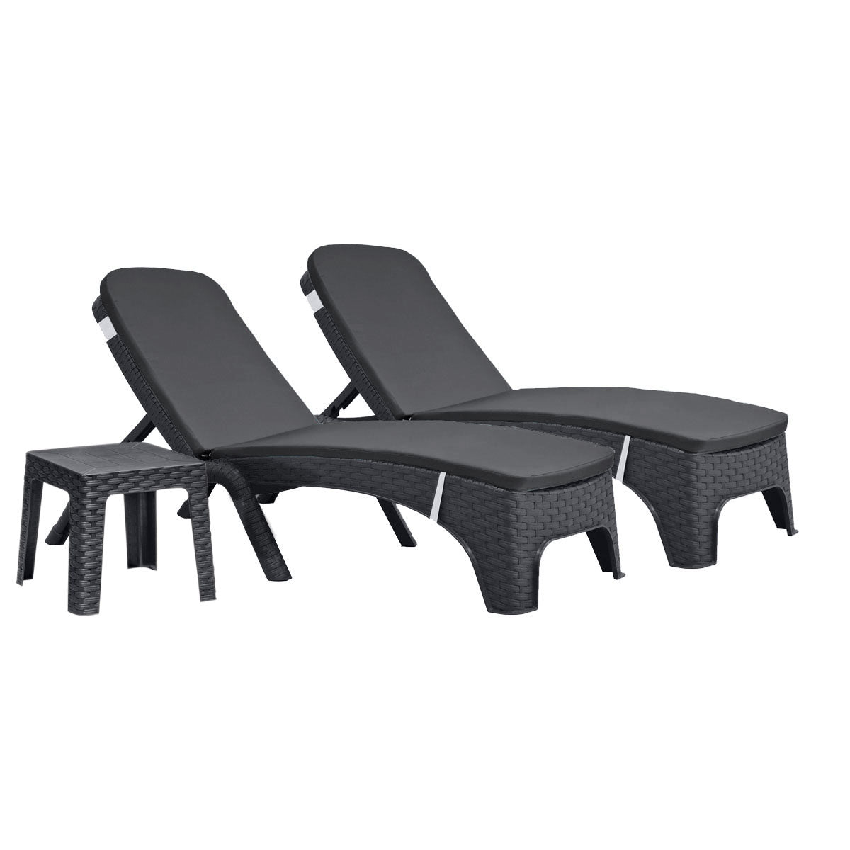 Rainbow Outdoor Roma 3-Piece Chaise Lounger Set-Anthracite with Cushion