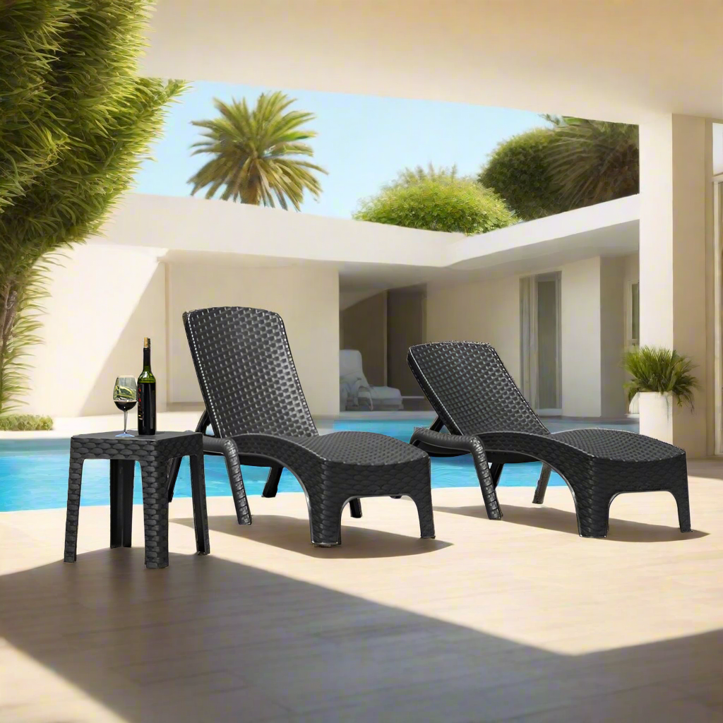 Rainbow Outdoor Roma 3-Piece Chaise Lounger Set-Anthracite