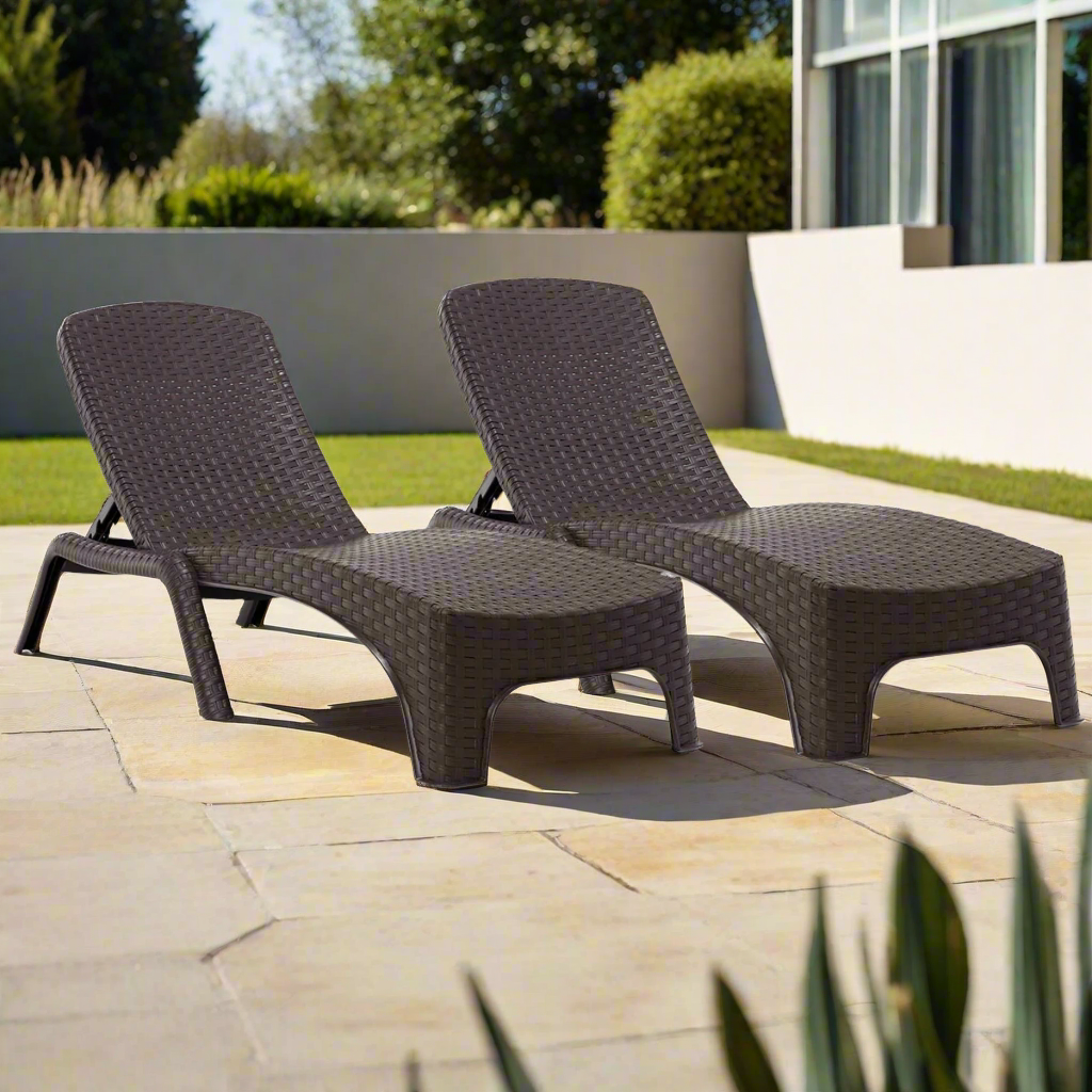 Rainbow Outdoor Roma Set of 2 Chaise Lounger-Brown