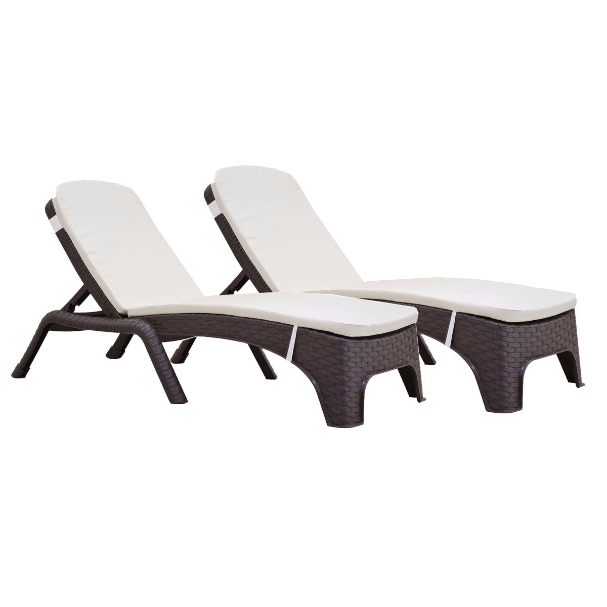 Rainbow Outdoor Roma Set of 2 Chaise Lounger-Brown With Cushion