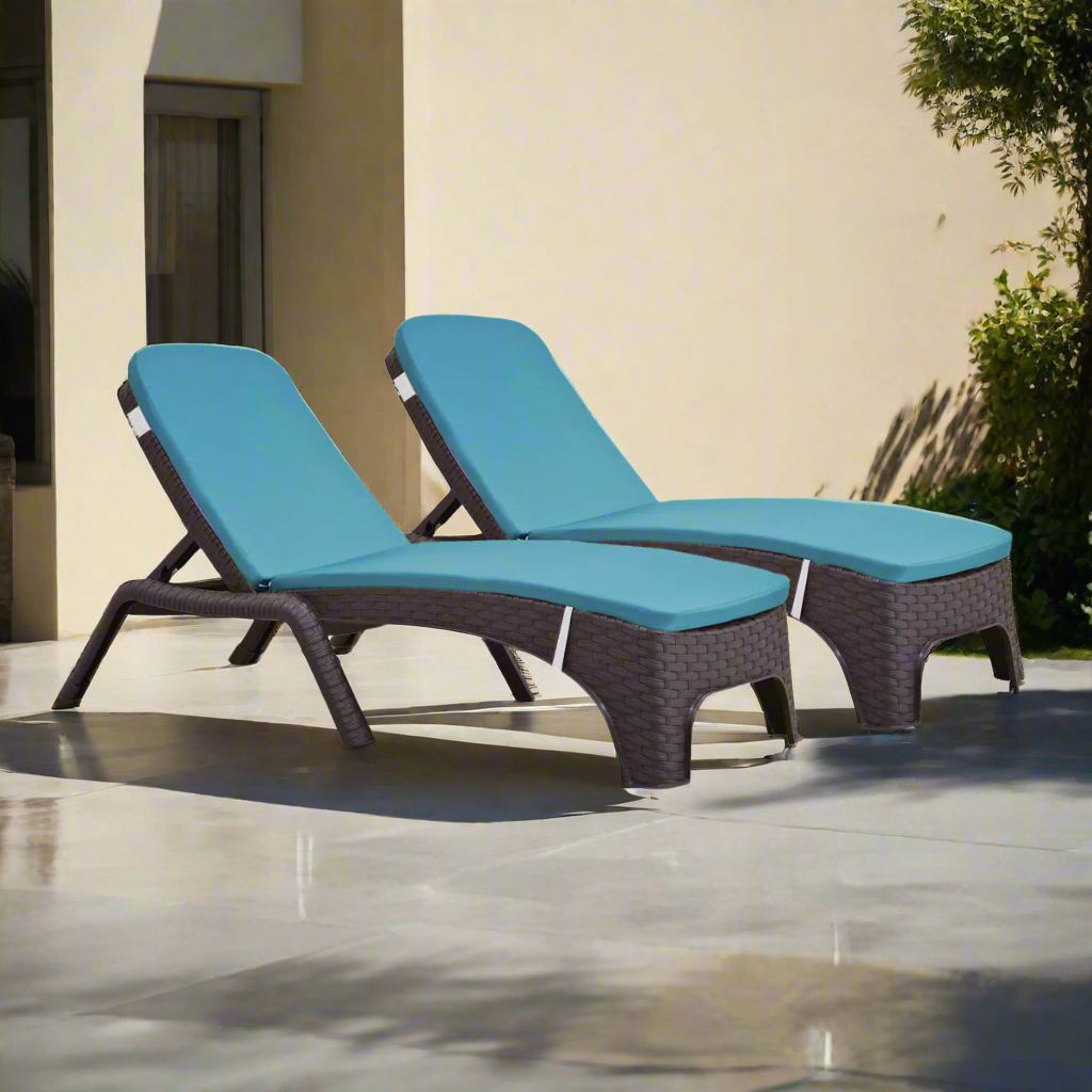 Rainbow Outdoor Roma Set of 2 Chaise Lounger-Brown With Cushion