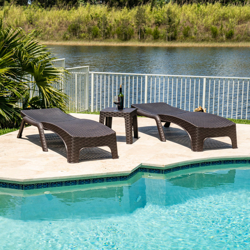 Rainbow Outdoor Roma 3-Piece Chaise Lounger Set-Brown