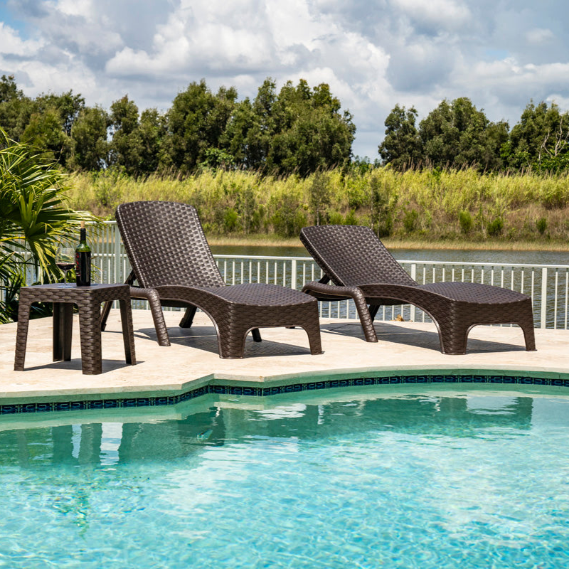 Rainbow Outdoor Roma 3-Piece Chaise Lounger Set-Brown