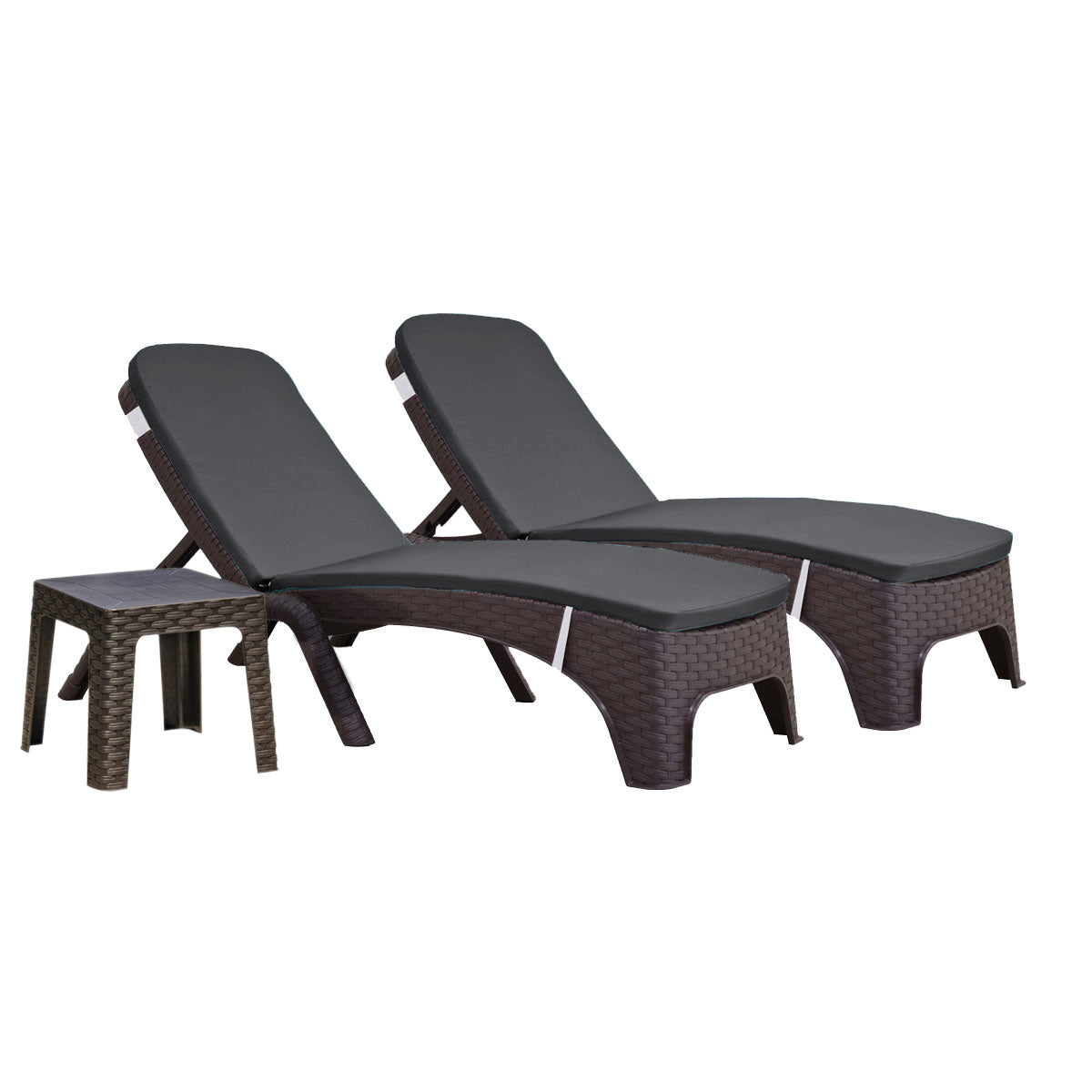 Rainbow Outdoor Roma 3-Piece Chaise Lounger Set - Brown With Cushion