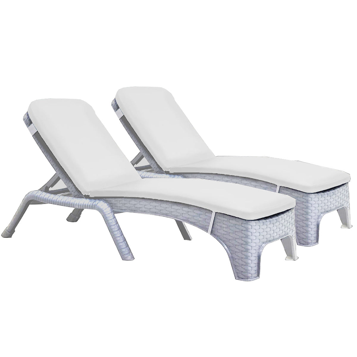 Rainbow Outdoor Roma Set of 2 Chaise Lounger - White With Cushion