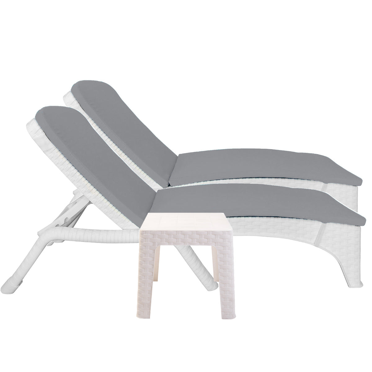 Rainbow Outdoor Roma 3-Piece Chaise Lounger Set - White With Cushion