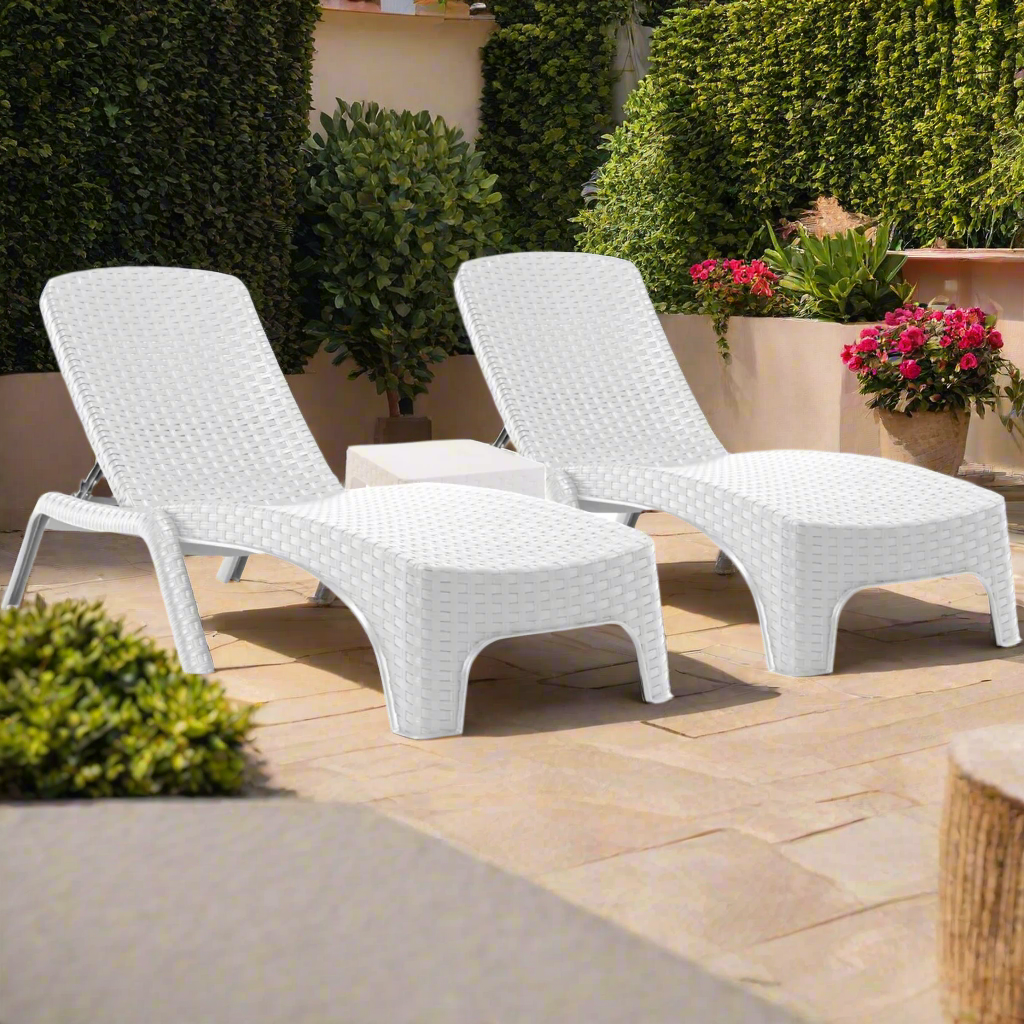 Rainbow Outdoor Roma 3-Piece Chaise Lounger Set-White