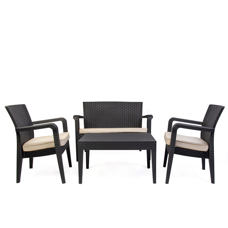 Rainbow Outdoor Alaska 4-Piece Lounge Set Anthracite With Cushions in Cream