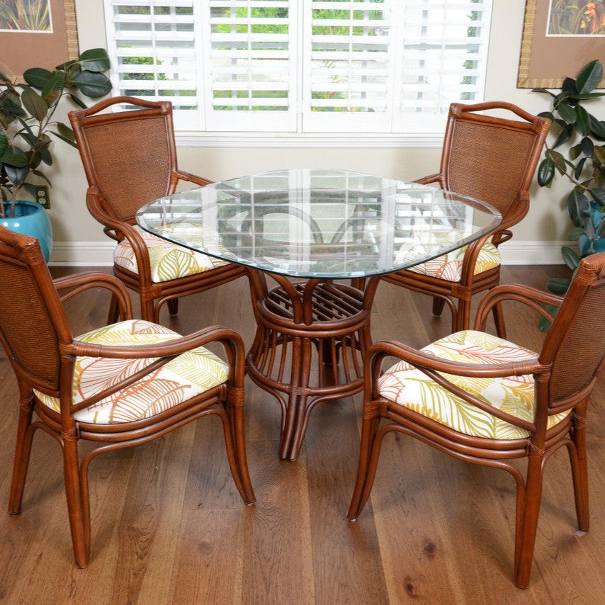 Alexander & Sheridan Serengeti Rattan Indoor 5 Piece  Dining Set with Arm Chairs