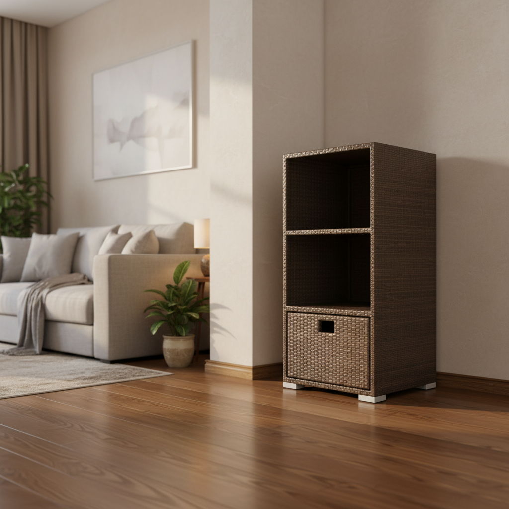 DecoScape Zen Wicker Towel Storage Cabinet