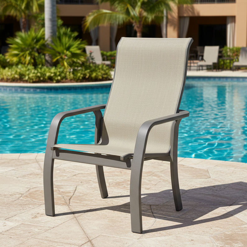 Telescope Casual Soho Sling Aluminum Outdoor Stacking Supreme Arm Chair