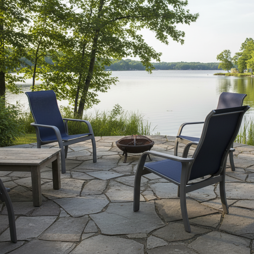Telescope Casual Soho Sling Aluminum Outdoor Stacking Supreme Arm Chair
